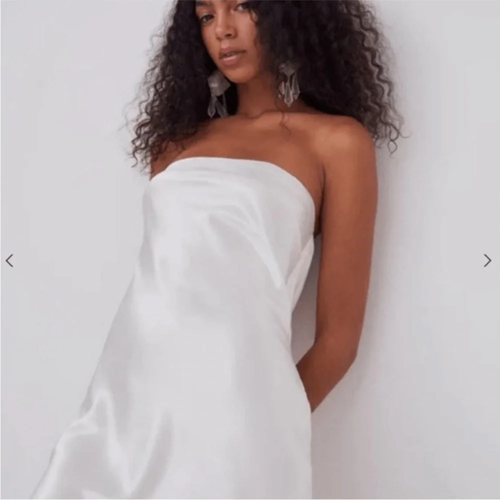 For Love & Lemons White Mini Dress with detachable poof sleeves gloves Sz M